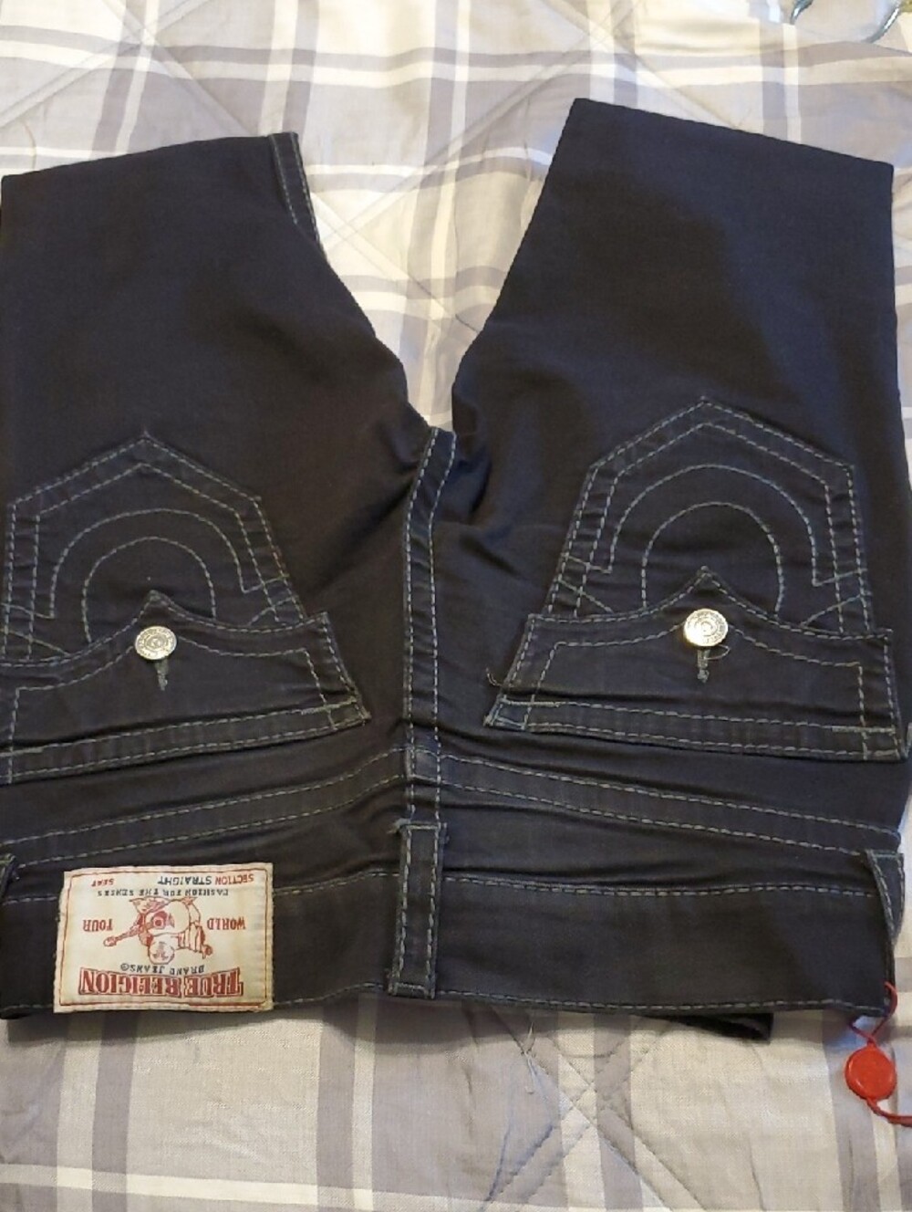 True Religion Black Jeans with Signature Back Pocket Stitching 28